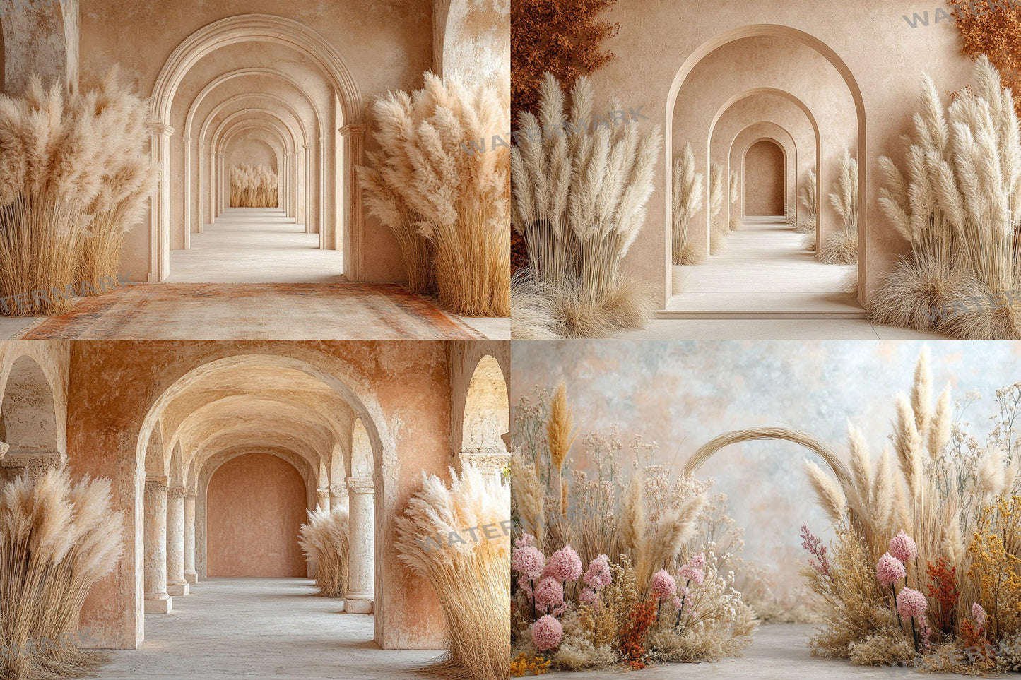 Boho Beige Backdrops - Neutral and Elegant Archway Digital Backdrops, Photoshop & Master Overlays - Wedding and Maternity Backdrops