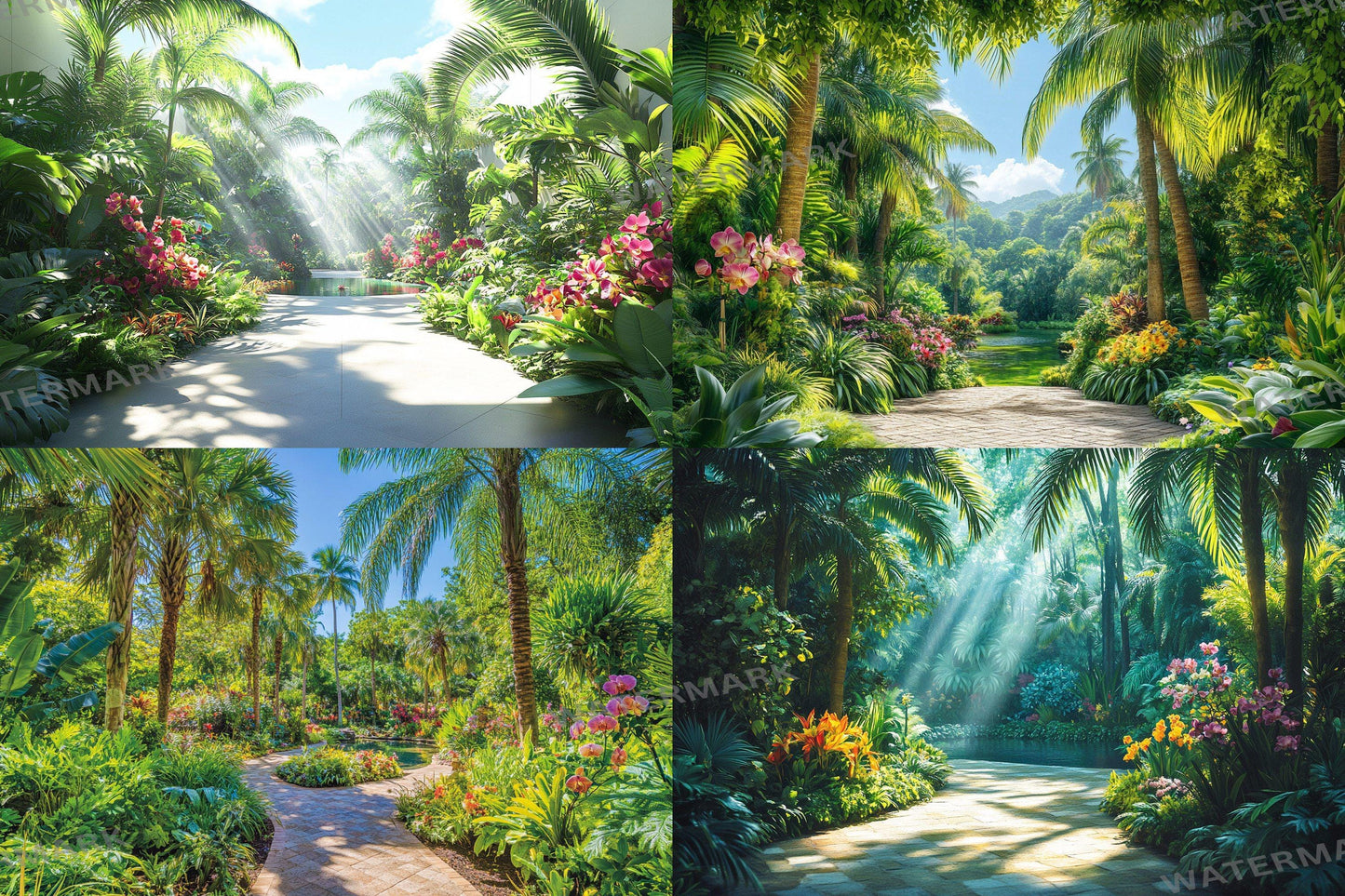 Lush Tropical Botanical Escape Backdrop: PNGs for Commercial Photography, Rich Rainforest Setting, Immersive Digital Backdrops