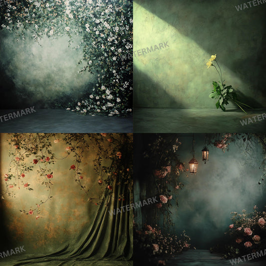 Floral Backdrops, Vintage Floral Backgrounds, Digital Greenery Backdrops, Rustic Wedding Photo Props, Master Overlay, Rustic Floral Scenes