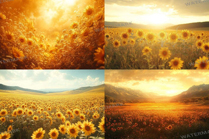 Warm Aesthetic Sunflower Field Glow Backdrops for Photographers  Designers - 00x00px PNGs Commercial Use Allowed