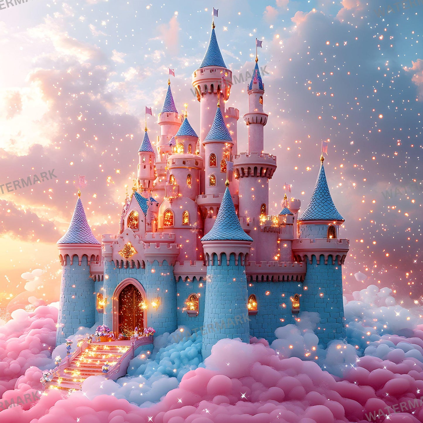Fairytale Castle Digital Photography Backdrop Overlay for Studio Portraits 96x96px Enchanted Wallpaper Backgrounds