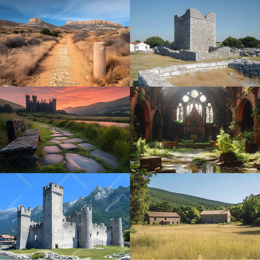 Abandoned Castle Ruins Digital Backdrop, European Photography Background, Fantasy Photo Composite, Fairytale Scene, Instant Download
