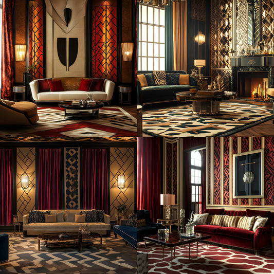 Art Deco Living Room Digital Backdrop, Elegant Interior Background for Photography, Virtual Photo Studio, Zoom Meeting, and Creative Composites