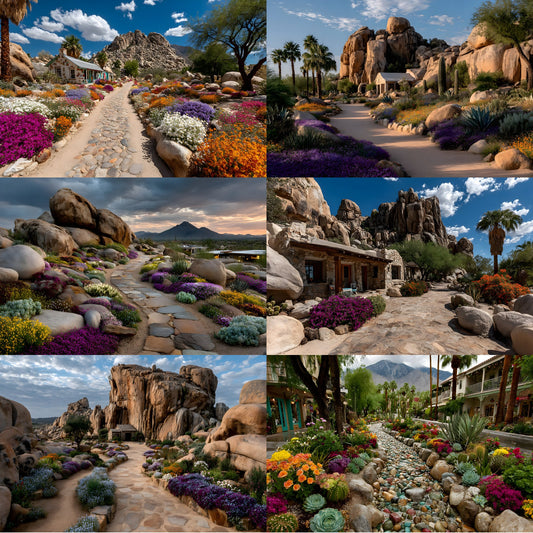 Desert Oasis Digital Backdrop, Southwest Photography Background, Serene Desert Scene for Photographers, Vibrant Plant Photo Booth Prop