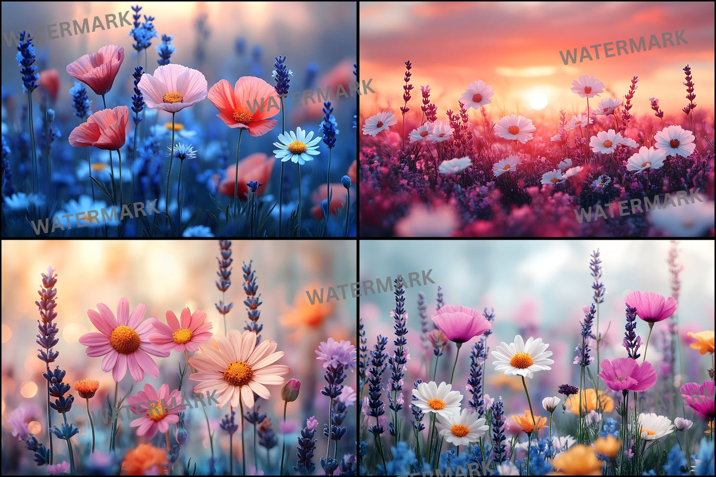 Wildflower Meadow Digital Backdrop, Whimsical Photography Background, Photo Prop, Floral Scene for Portrait Photography, High-Res Images