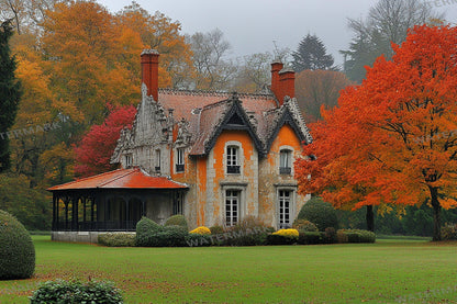 Baroque House Backdrop for Grand Manor & Chateau Deauville Autumn Scene | Victorian Era Fairytale Historic European Home Mansion Prop