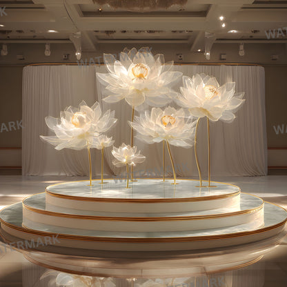 White Lotus Flower Photography Backdrop, Elegant Floral Centerpiece Background, Digital Image for Stunning Portraits & Art Projects