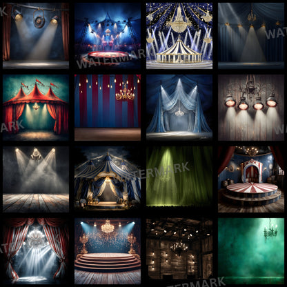 Stage Spotlight Chandelier Digital Backdrop, Photography Background, Theater Stage, Concert Backdrop, Square Image, Digital Download