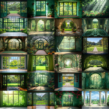 Royal Green Garden Digital Backdrop, Photography Background, Studio Portrait Fairytale Photo, Wedding Photo Booth, Fantasy Images