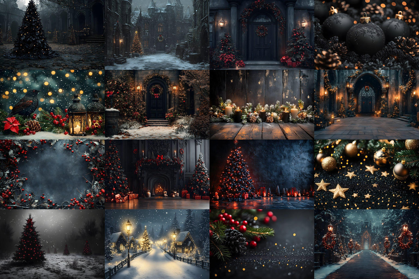 Gothic Christmas Backdrops, Black Christmas Backgrounds, Gothic Festive Dark Hue Xmas, Photography, Photoshop - 3:2 Ratio - 00x00px