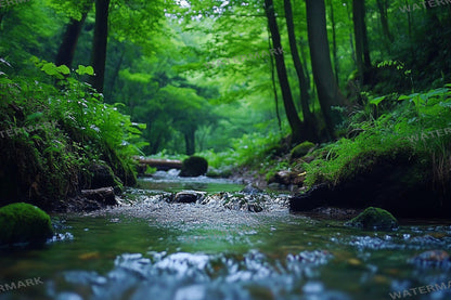 Fairy Forest digital backdrop, 16:9 ratio. Magical glowing forest with fireflies and soft light, perfect streaming background