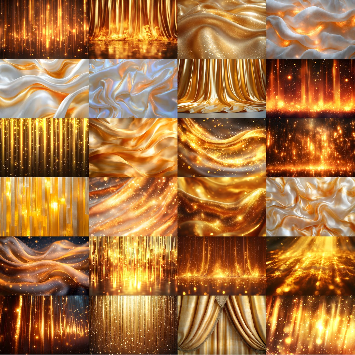 Golden Silk Curtains Digital Backdrop, Luxurious Photo Background, Portrait Photography, Wedding, Elegant Fabric Drapes, Images
