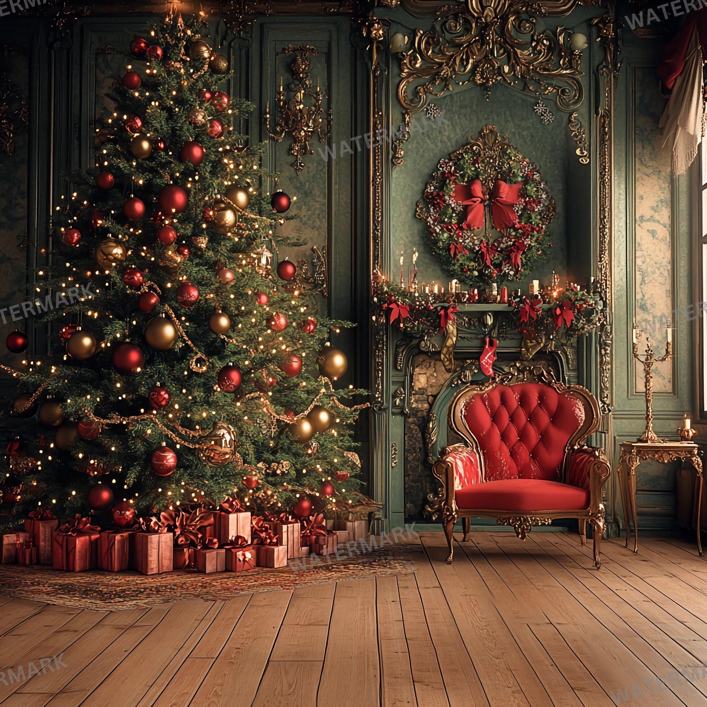 Christmas Backdrop, Digital Backdrop, Santa Christmas Backdrop For Kids Family, Festive Digital Download Christmas Background