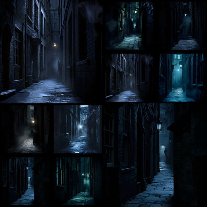 Sherlock Holmes Alley Digital Backdrop, Detective Scene Background, Moody Alleyway Photography Prop, Instant Download for Composites, Square Ratio
