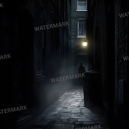 Sherlock Holmes Alley Digital Backdrop, Detective Scene Background, Moody Alleyway Photography Prop, Instant Download for Composites, Square Ratio