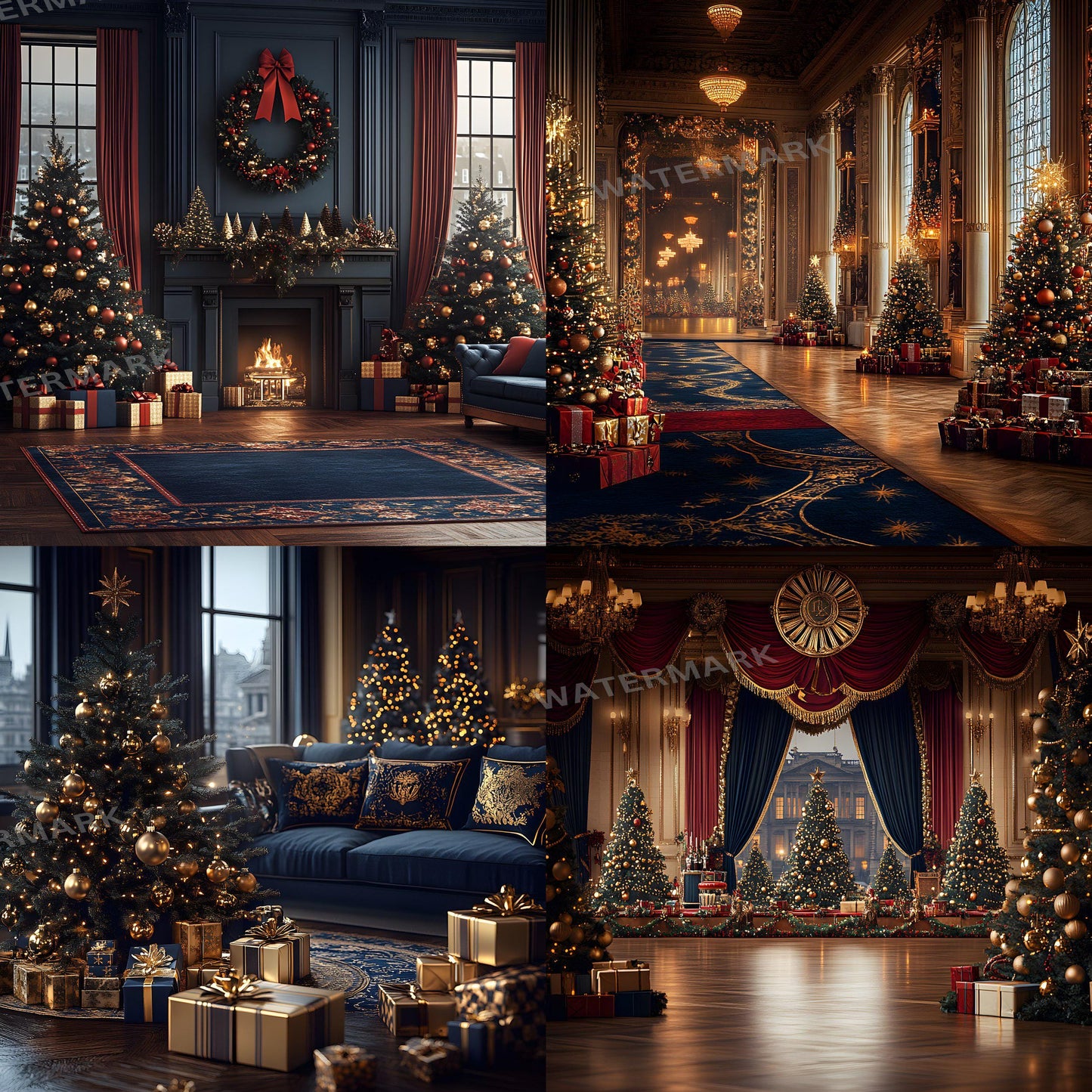 Christmas Backdrops | Digital Holiday Backgrounds | Festive Xmas Scenes