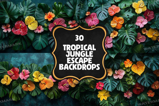 Tropical Jungle Escape Backdrops for Digital Art Photography - Warm Aesthetic PNGs 00x00px - Perfect for Artists Designers  Hobbyists