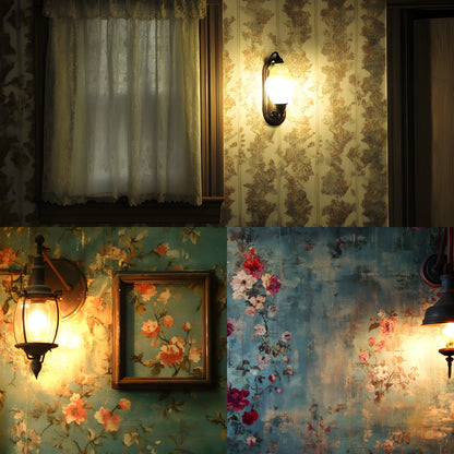 Vintage Wallpaper Room Digital Backdrop, Photography Background, Antique Interior Photo Prop, Elegant Scene Setter