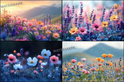 Wildflower Meadow Digital Backdrop, Whimsical Photography Background, Photo Prop, Floral Scene for Portrait Photography, High-Res Images