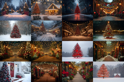 Classic Christmas Backdrops, Digital Backdrop, Santa Christmas Backdrop For Kids Family, Festive Digital Download Christmas Background