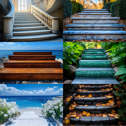 Staircase Photography Backdrop Set, Elegant Steps Digital Backgrounds for Portrait Photography, Photo Overlays, Scenic Stairway Images