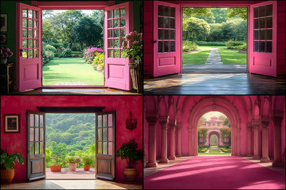 Royal Pink Garden Digital Backdrop, Floral Photography Background, Princess Portrait Scene, Photo Prop, Fairytale Garden Download
