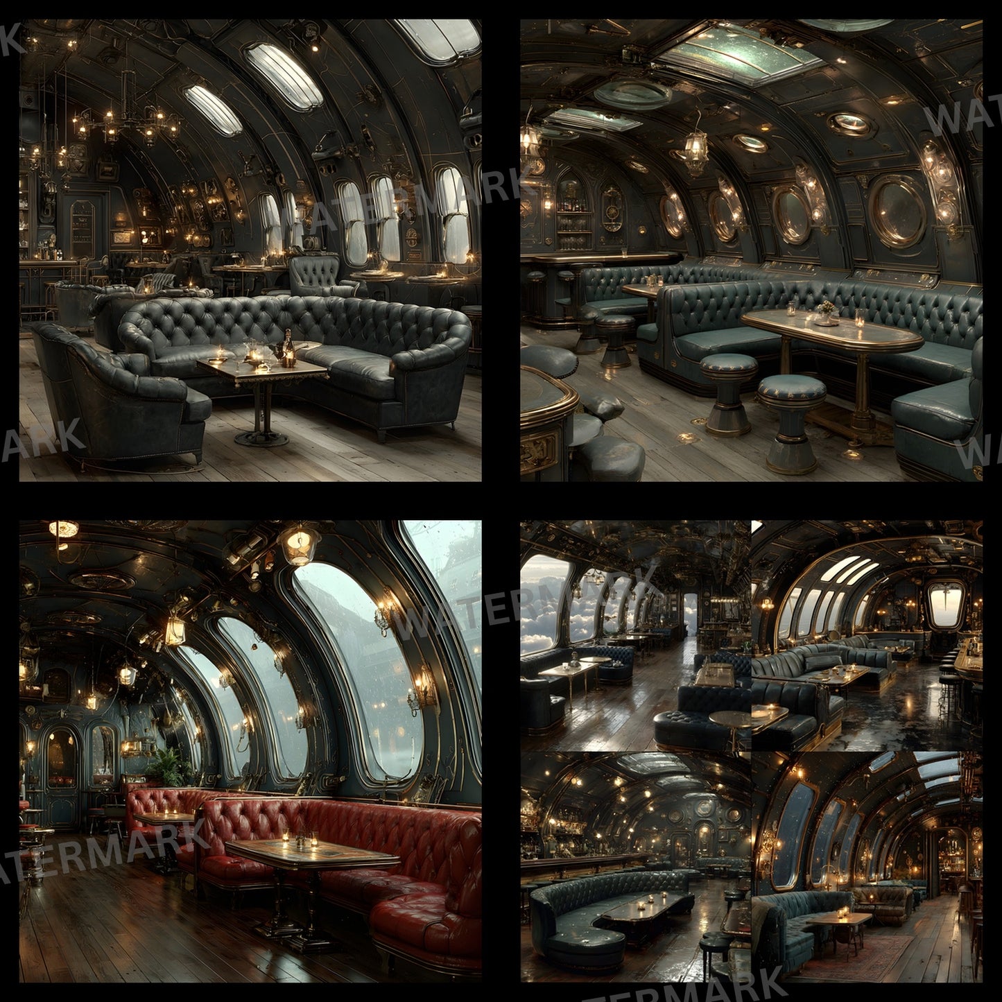 Steampunk Airship Bar Digital Backdrop, Vintage Aviation Background for Photography, Unique Square Photo Booth Prop, Fantasy Steampunk Design