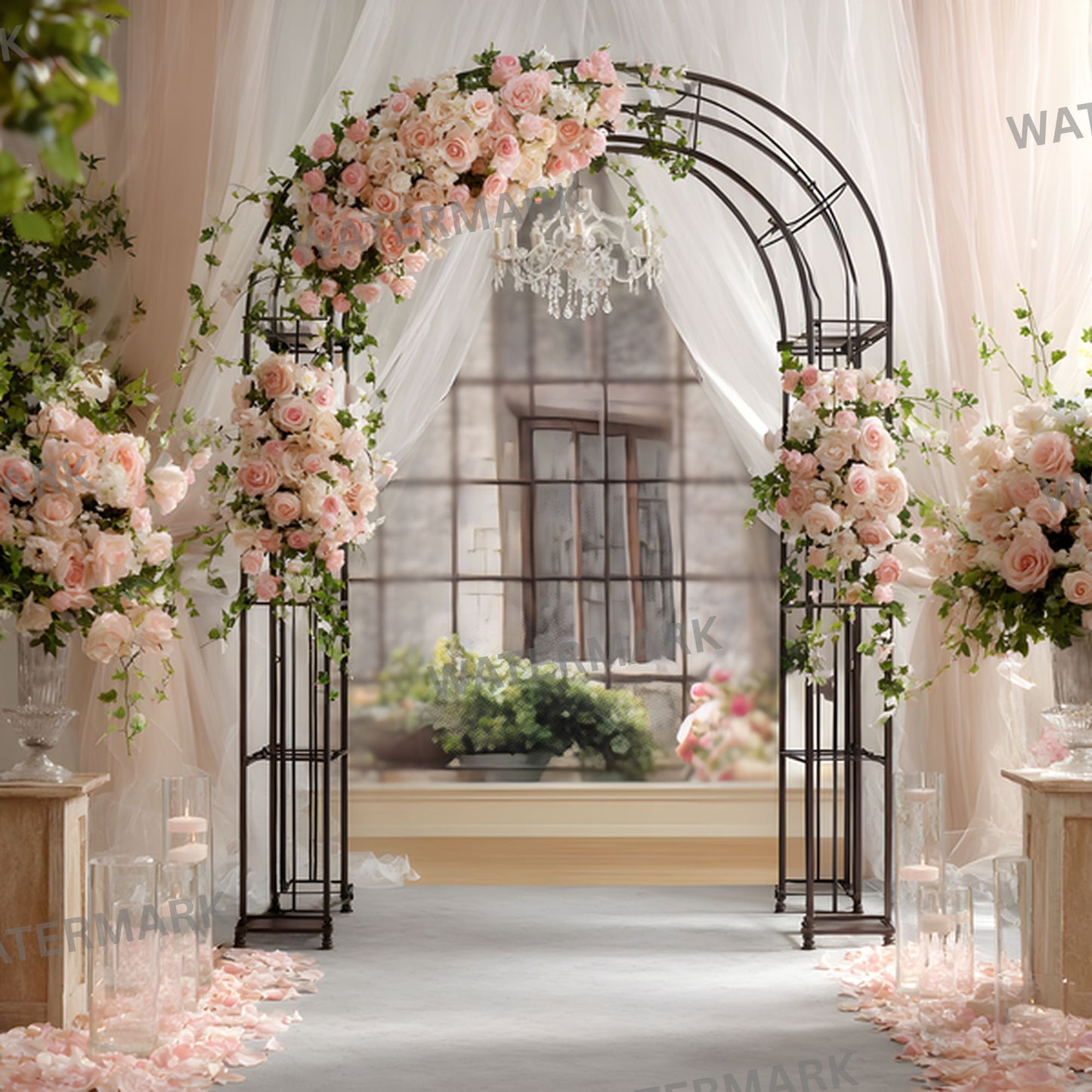Wrought Iron Arch Digital Backdrop, Wedding Photography Background, Photo Booth Prop, Floral Archway, Garden Scene, Fairytale Portrait