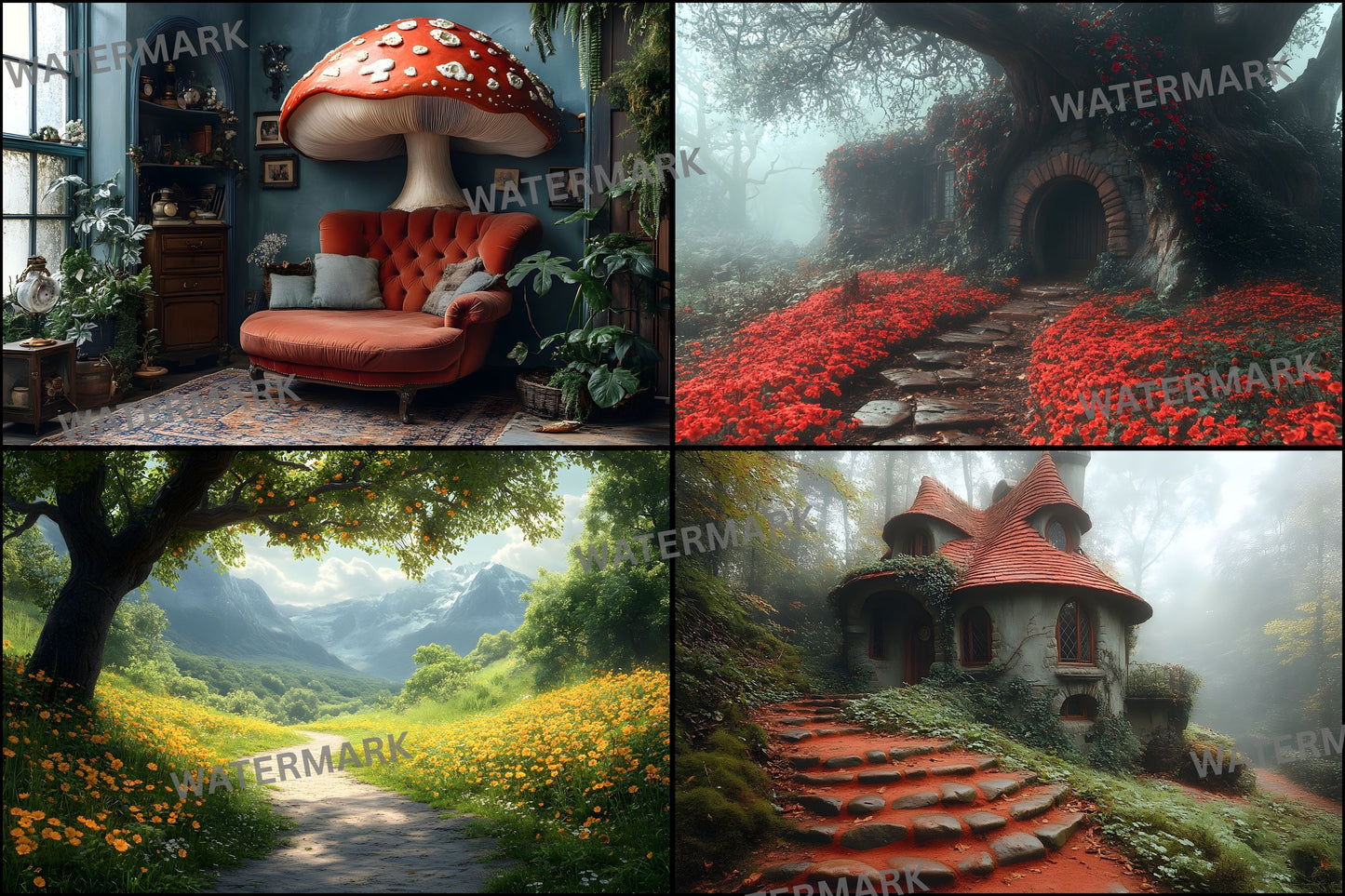 Alice in Wonderland Backdrop, Whimsical Background, Digital Download, Fantasy Photography, Storybook Scene, Portrait Prop, Ratio