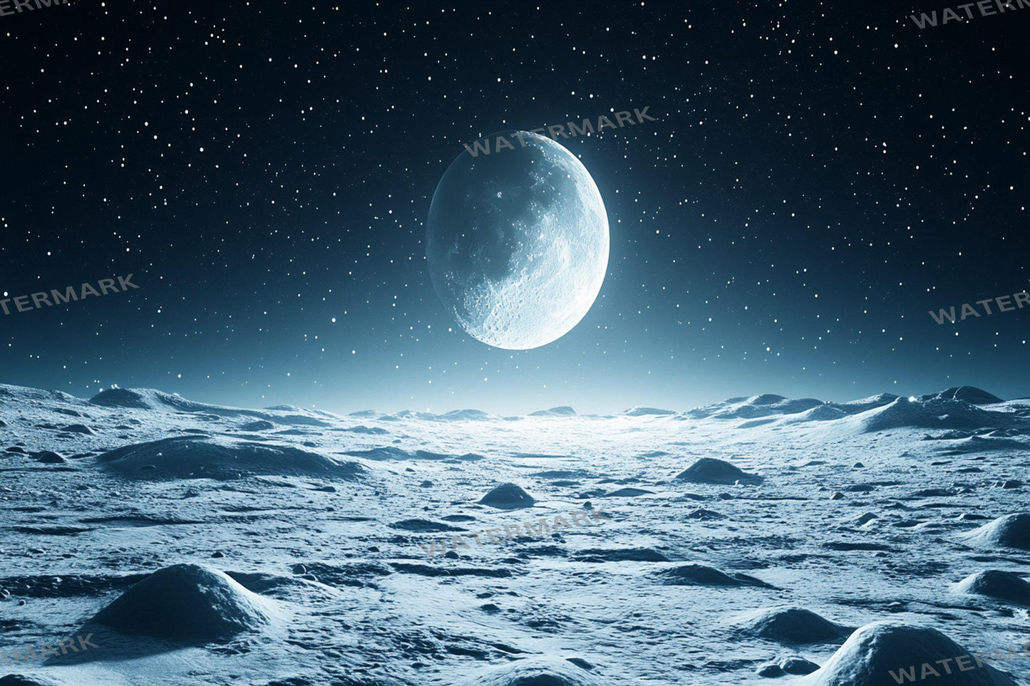 Celestial Moons streaming background, 16:9 ratio. Dreamy moons, starry sky, glowing landscape, digital backdrop. Photography Background