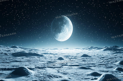Celestial Moons streaming background, 16:9 ratio. Dreamy moons, starry sky, glowing landscape, digital backdrop. Photography Background