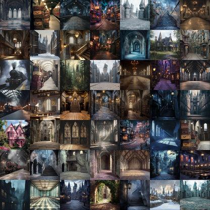 Wizarding School Backdrops, Magical Wizard Digital Backgrounds, Witch Backdrops, Witchcraft Background, Magic School of Witchcraft