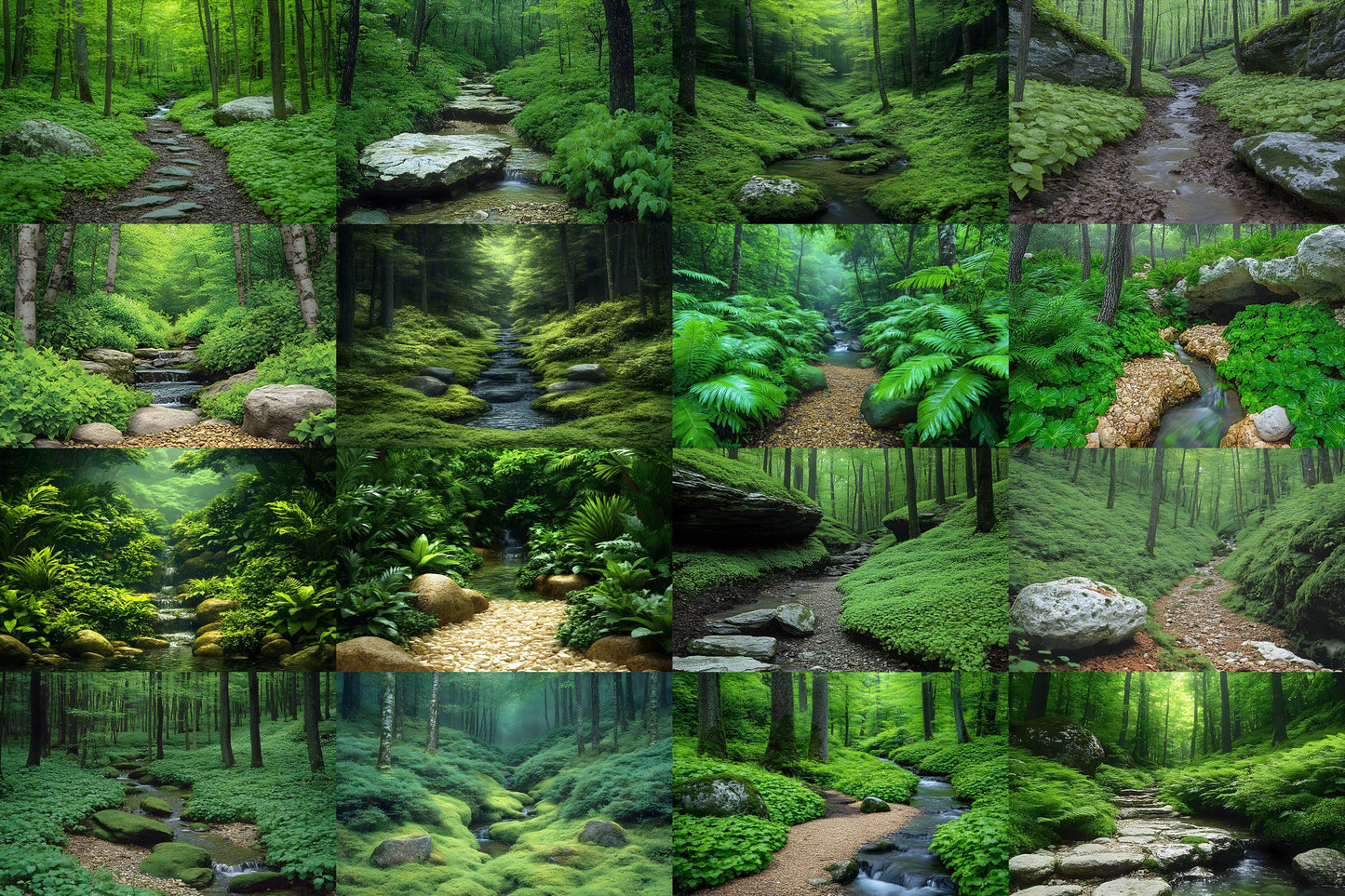 Emerald Ravine Forest Backdrops - Woodland Backgrounds, Lush Green Trees, Nature - Perfect for Photoshop Composites Master Overlays