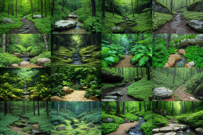 Emerald Ravine Forest Backdrops - Woodland Backgrounds, Lush Green Trees, Nature - Perfect for Photoshop Composites Master Overlays