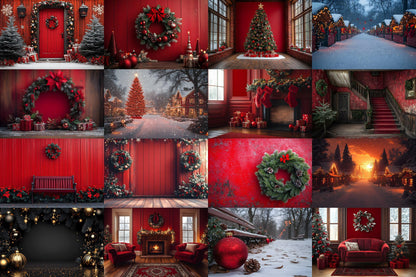 Christmas Backdrop, Digital Backdrop, Santa Christmas Backdrop For Kids Family, Festive Digital Download Christmas Background