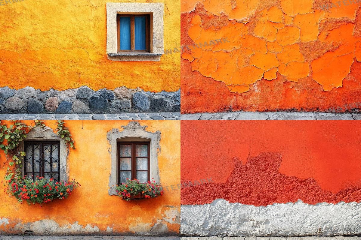 Orange Textured Wall Photography Backdrop PNGs for Photoshop Editing - Warm Aesthetic Master Overlay