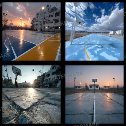 Basketball Court Digital Backdrop, Outdoor Sports Photography Background, Urban Athlete Photo Booth Prop, Sports Team Photo Overlay