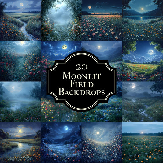 Captivating Moonlit Field Photoshop Composite, Magical Landscape Overlays, Fantasy, Nature & Surreal Photography, Visual Story Background