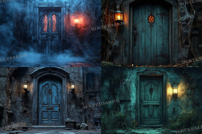 Haunted Mansion Door Backdrops ��������� Spooky Grunge Backdrops for Halloween & Gothic Photography Sessions - Gothic Backdrops and Backgrounds