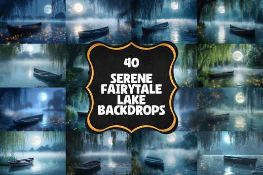Serene Fairytale Lake Photography Backdrops  Enchanting Warm Aesthetic PNGs 00x00px  Perfect for Artists  Designers
