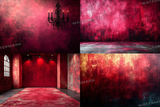Crimson Velvet Backdrops, Rich Red Fabric Texture Digital Background, Luxurious Moody Romantic Studio Photo Booth Prop, Elegant Drapes