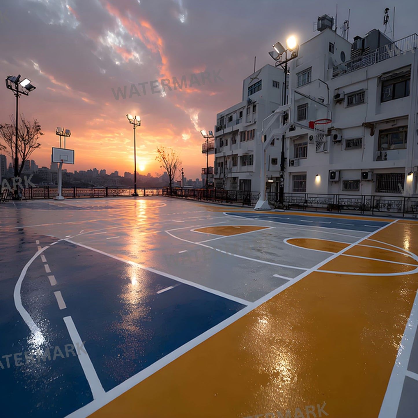 Basketball Court Digital Backdrop, Outdoor Sports Photography Background, Urban Athlete Photo Booth Prop, Sports Team Photo Overlay