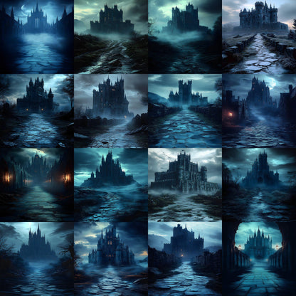 Castle Backdrops | Fantasy Castle Backgrounds | Medieval Scenes - Gothic, Halloween, Witchcraft Castle Backgrounds - Digital Backdrops
