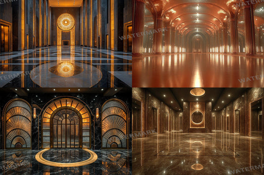 Art Deco Mirror Backdrop: 4PNGs for Vintage Glamour Photography, 19s Style Props, Elegant Reflection Digital Backdrops
