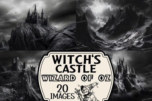 Witch's Castle Backdrops - Spooky Fantasy Photography Backgrounds - Gothic Moonlight Scenes - Halloween, Gothic, Wizard of Oz Collection