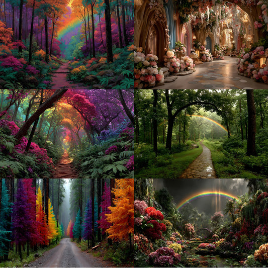 Alice in Wonderland Backdrop Digital, Magical Background for Photography, Fantasy Party Photo Booth Prop, Empty Scene Download