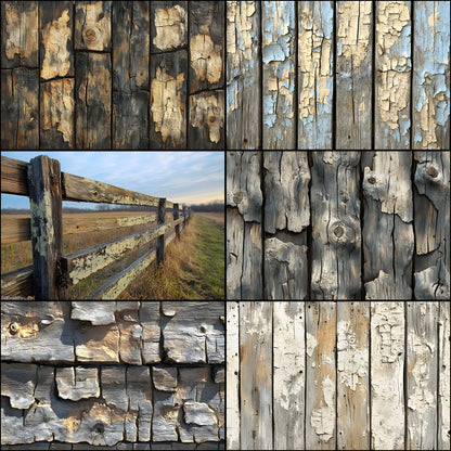 Weathered Wood Fence Digital Backdrop Set, Photography Backgrounds, Rustic Wood Photo Prop, Outdoor Scene, High-Res Images for Composites
