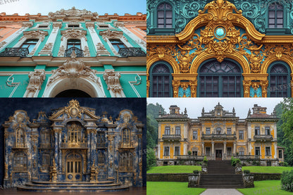 Baroque House Interior Backdrops, Elegant Mansion Photography Backgrounds, Ornate Architecture - Colorful Buildings - Baroque Backdrops