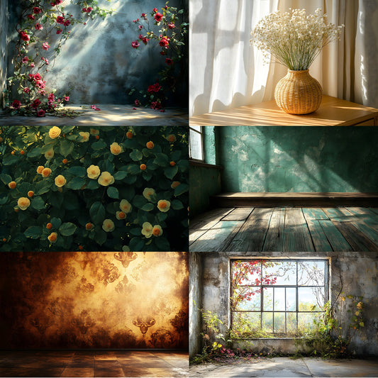 Vintage Sunlit Room Digital Backdrop, Wallpaper Backgrounds, Photography, Dreamy Photo Booth, High-Res Images