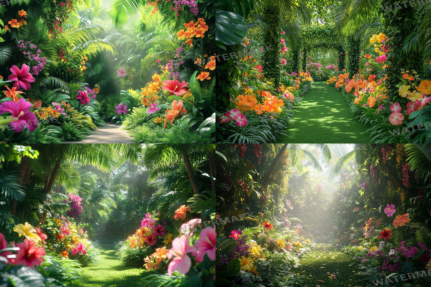 Tropical Vines Digital Backdrops - 3High-Res PNG Files for Photography  Craft Design - Commercial Use Allowed